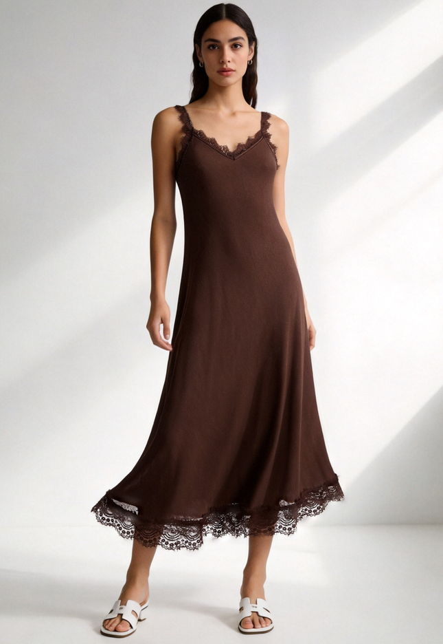 VESTIDO ARMONIAS ENCAJE LARGO