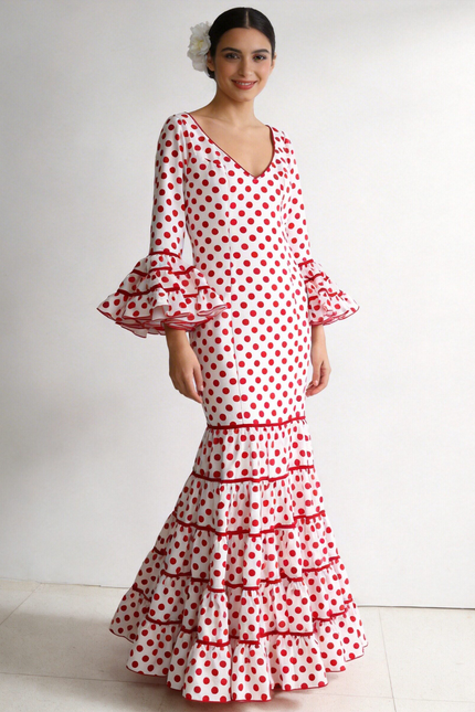 TRAJE FLAMENCA SRA ROSALÍA LUNARES MEDIANOS