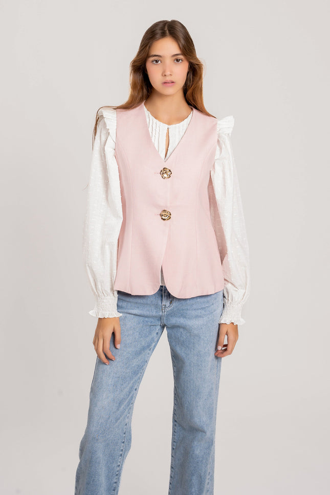 CHALECO ARMONIAS BOTÓN FLOR