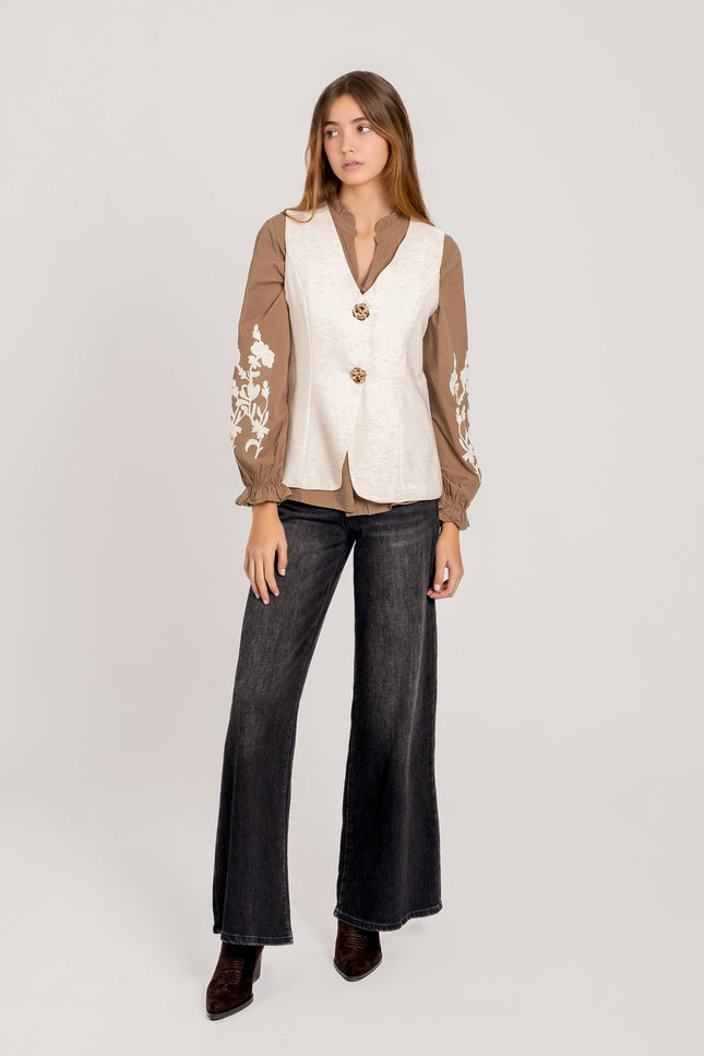 CHALECO ARMONIAS BOTÓN FLOR