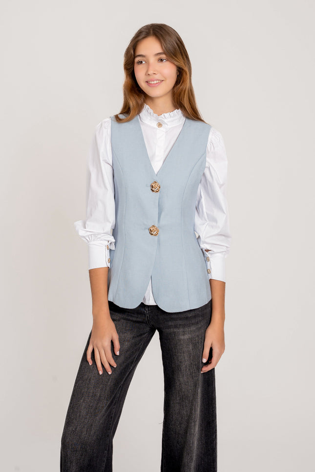 CHALECO ARMONIAS BOTÓN FLOR